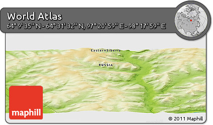 Physical Panoramic Map of the Area around 64° 20' 33" N, 97° 49' 29" E