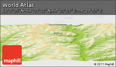 Physical Panoramic Map of the Area around 64° 20' 33" N, 97° 49' 29" E