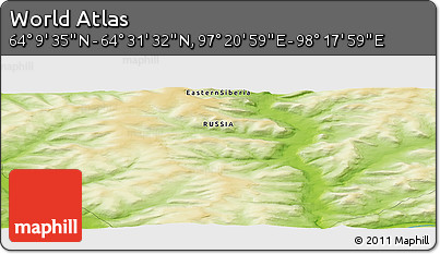 Physical Panoramic Map of the Area around 64° 20' 33" N, 97° 49' 29" E