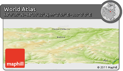 Physical Panoramic Map of the Area around 64° 20' 33" N, 99° 31' 30" E