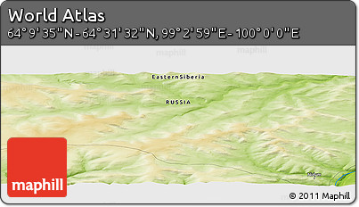 Physical Panoramic Map of the Area around 64° 20' 33" N, 99° 31' 30" E