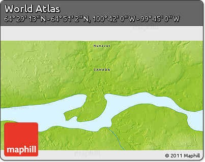 Physical 3D Map of the Area around 64° 40' 8" N, 100° 13' 29" W
