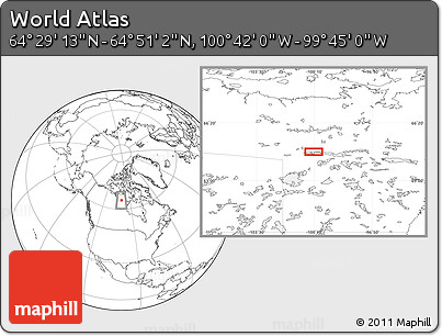 Blank Location Map of the Area around 64° 40' 8" N, 100° 13' 29" W