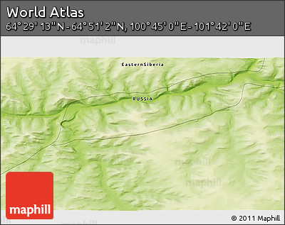 Physical 3D Map of the Area around 64° 40' 8" N, 101° 13' 29" E