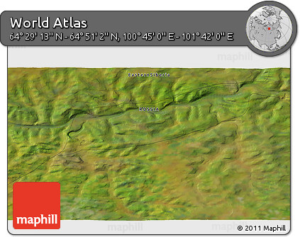 Satellite 3D Map of the Area around 64° 40' 8" N, 101° 13' 29" E
