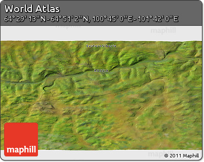 Satellite 3D Map of the Area around 64° 40' 8" N, 101° 13' 29" E