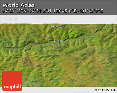 Satellite 3D Map of the Area around 64° 40' 8" N, 101° 13' 29" E
