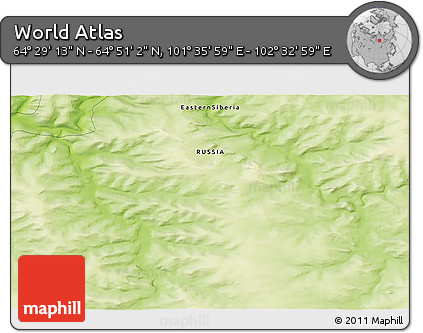 Physical 3D Map of the Area around 64° 40' 8" N, 102° 4' 29" E