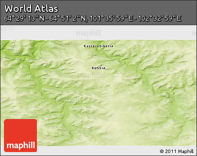 Physical 3D Map of the Area around 64° 40' 8" N, 102° 4' 29" E