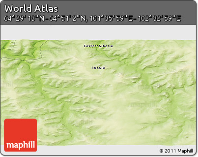 Physical 3D Map of the Area around 64° 40' 8" N, 102° 4' 29" E