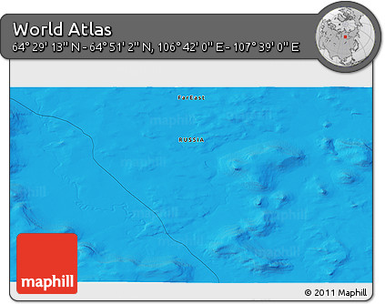Political 3D Map of the Area around 64° 40' 8" N, 107° 10' 30" E