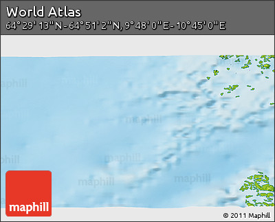 Physical 3D Map of the Area around 64° 40' 8" N, 10° 16' 30" E