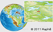 Physical Location Map of the area around 64° 40' 8" N, 118° 4' 29" W