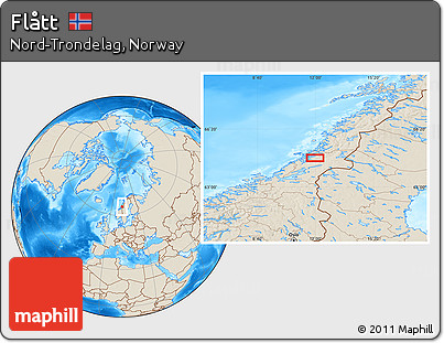 Shaded Relief Location Map of Flått