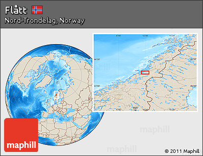 Shaded Relief Location Map of Flått