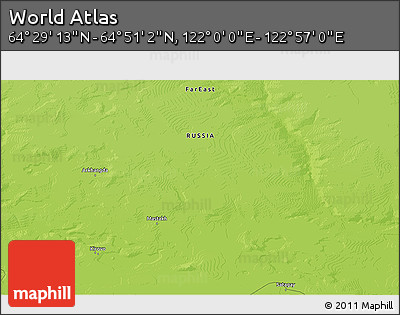 Physical 3D Map of the Area around 64° 40' 8" N, 122° 28' 29" E