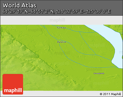 Physical 3D Map of the Area around 64° 40' 8" N, 125° 1' 30" E