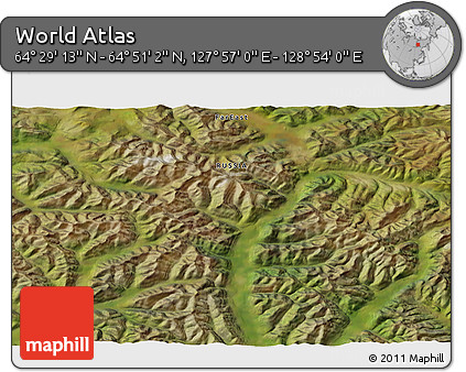 Satellite 3D Map of the Area around 64° 40' 8" N, 128° 25' 30" E