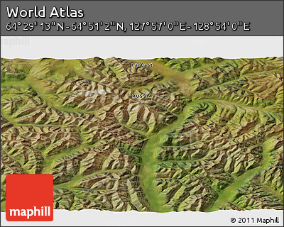 Satellite 3D Map of the Area around 64° 40' 8" N, 128° 25' 30" E