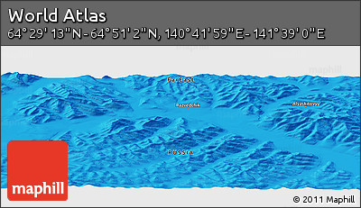 Political Panoramic Map of the Area around 64° 40' 8" N, 141° 10' 30" E
