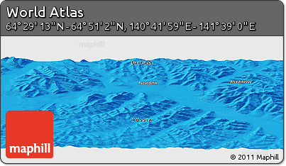 Political Panoramic Map of the Area around 64° 40' 8" N, 141° 10' 30" E