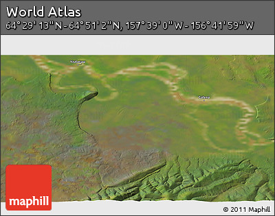 Satellite 3D Map of the Area around 64° 40' 8" N, 157° 10' 30" W