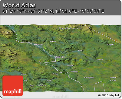 Satellite 3D Map of the Area around 64° 40' 8" N, 15° 22' 30" E