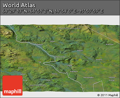 Satellite 3D Map of the Area around 64° 40' 8" N, 15° 22' 30" E