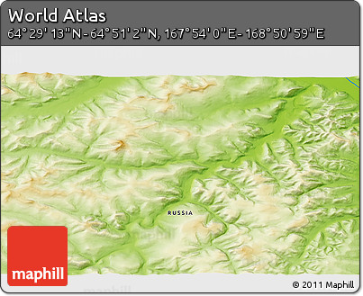 Physical 3D Map of the Area around 64° 40' 8" N, 168° 22' 30" E