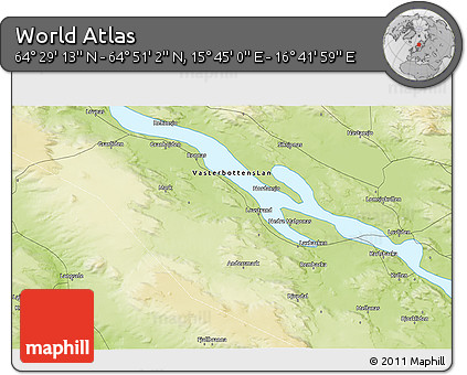 Physical 3D Map of the Area around 64° 40' 8" N, 16° 13' 30" E