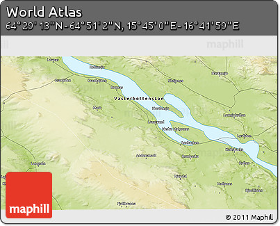 Physical 3D Map of the Area around 64° 40' 8" N, 16° 13' 30" E