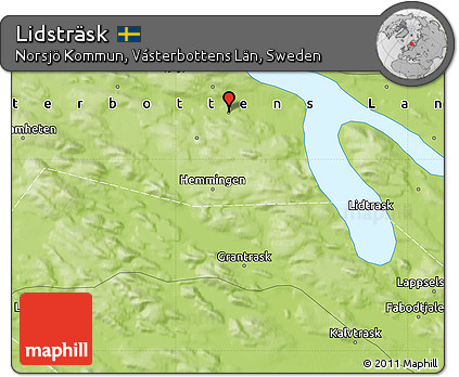 Physical Map of Lidsträsk