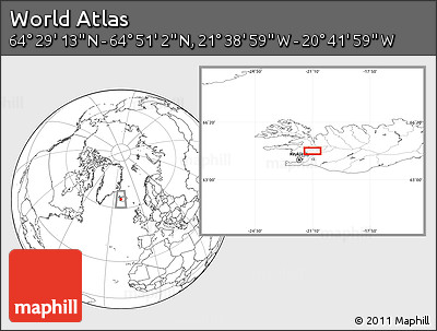 Blank Location Map of the Area around 64° 40' 8" N, 21° 10' 29" W