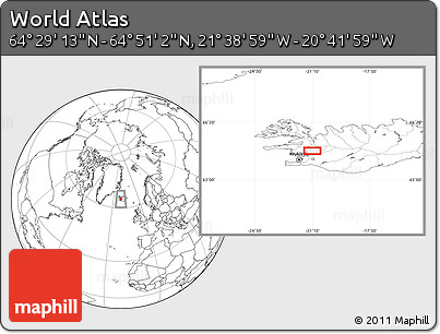 Blank Location Map of the Area around 64° 40' 8" N, 21° 10' 29" W