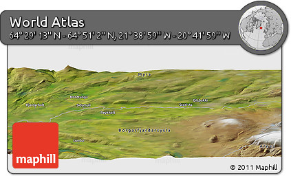 Satellite Panoramic Map of the Area around 64° 40' 8" N, 21° 10' 29" W
