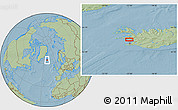 Savanna Style Location Map of the area around 64° 40' 8" N, 22° 1' 29" W, hill shading