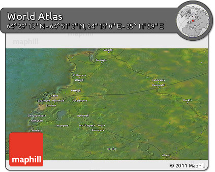 Satellite 3D Map of the Area around 64° 40' 8" N, 24° 43' 30" E