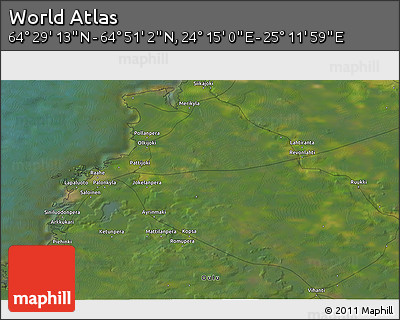 Satellite 3D Map of the Area around 64° 40' 8" N, 24° 43' 30" E
