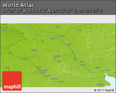 Physical 3D Map of the Area around 64° 40' 8" N, 26° 25' 29" E