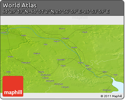 Physical 3D Map of the Area around 64° 40' 8" N, 26° 25' 29" E