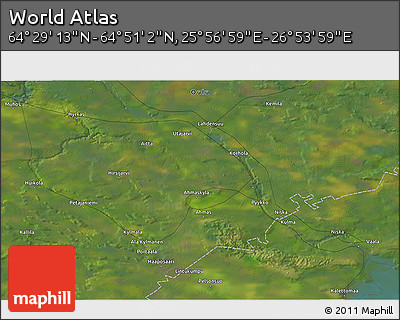 Satellite 3D Map of the Area around 64° 40' 8" N, 26° 25' 29" E