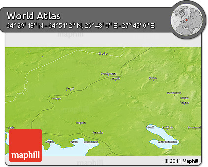 Physical 3D Map of the Area around 64° 40' 8" N, 27° 16' 29" E