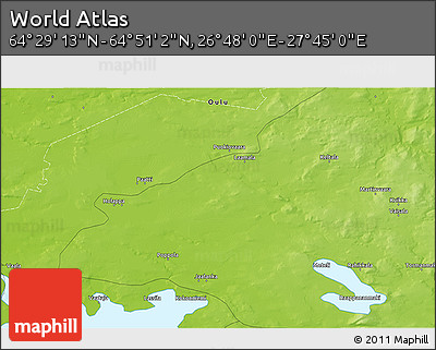 Physical 3D Map of the Area around 64° 40' 8" N, 27° 16' 29" E