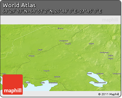 Physical 3D Map of the Area around 64° 40' 8" N, 27° 16' 29" E