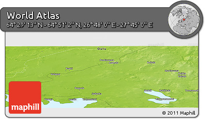Physical Panoramic Map of the Area around 64° 40' 8" N, 27° 16' 29" E