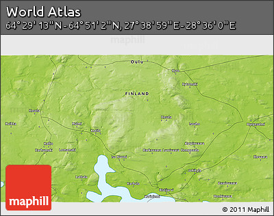 Physical 3D Map of the Area around 64° 40' 8" N, 28° 7' 30" E