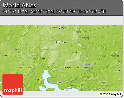 Physical 3D Map of the Area around 64° 40' 8" N, 28° 7' 30" E
