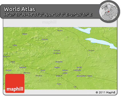 Physical 3D Map of the Area around 64° 40' 8" N, 28° 58' 30" E