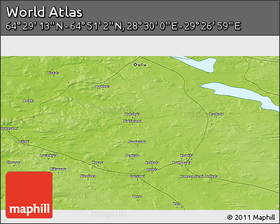 Physical 3D Map of the Area around 64° 40' 8" N, 28° 58' 30" E