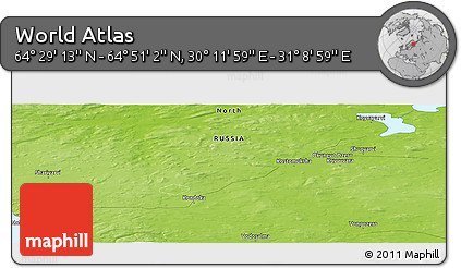 Physical Panoramic Map of the Area around 64° 40' 8" N, 30° 40' 29" E